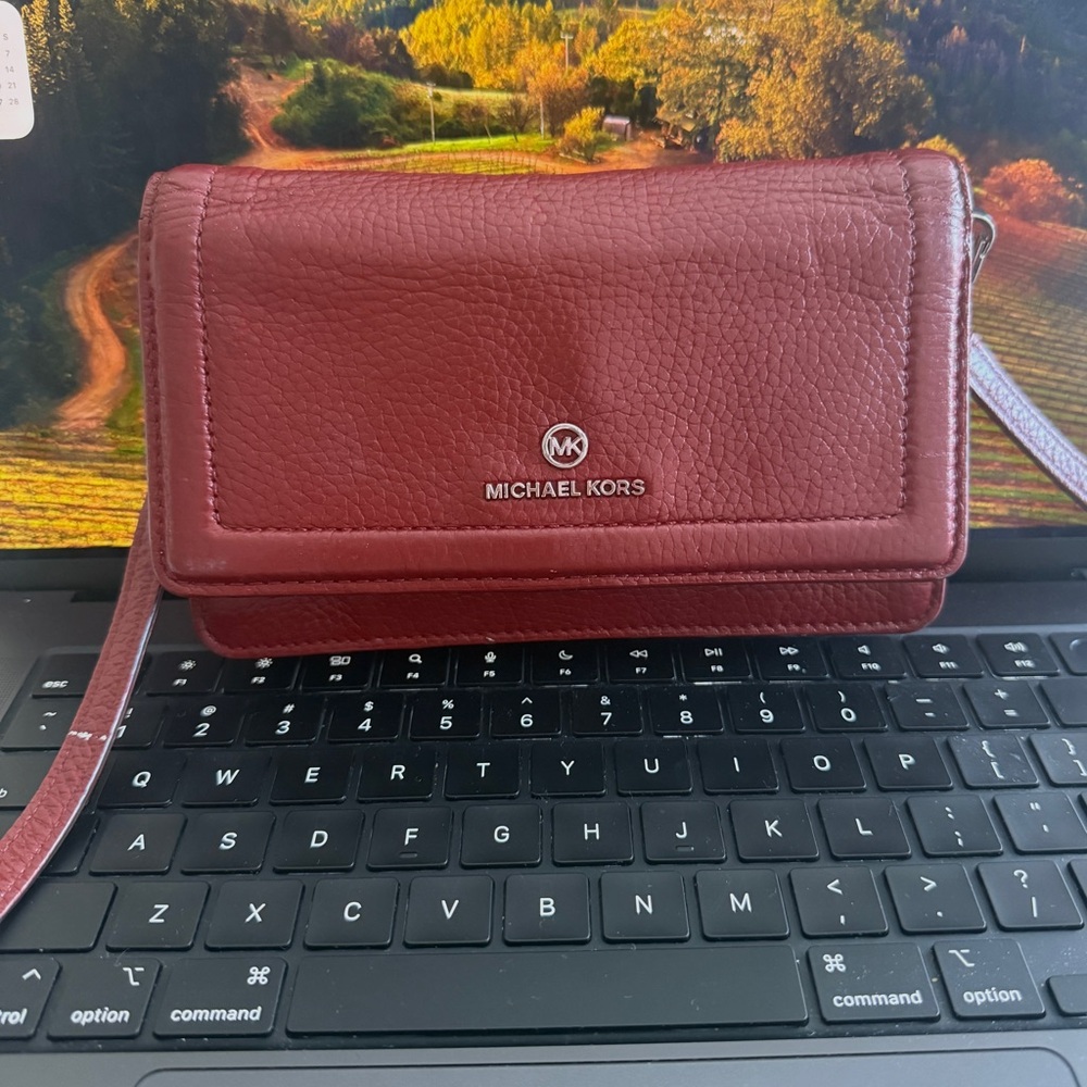 Michael Kors Pebbled Leather Crossbody - Wine